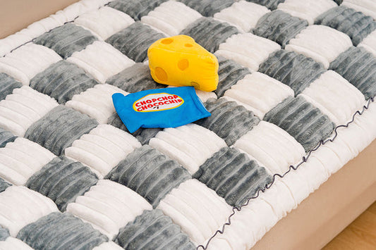 Furniture Protector Cover Cream Square Plaid Cozy Dog Mat